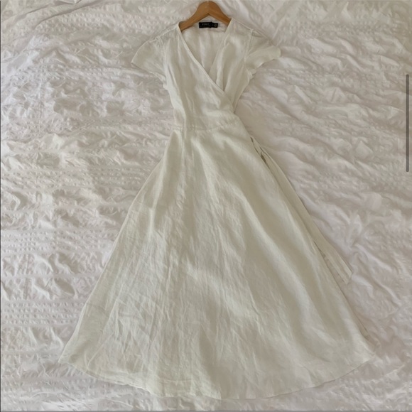 New Ralph Lauren Linen Maxi White Long Dress - Picture 7 of 13